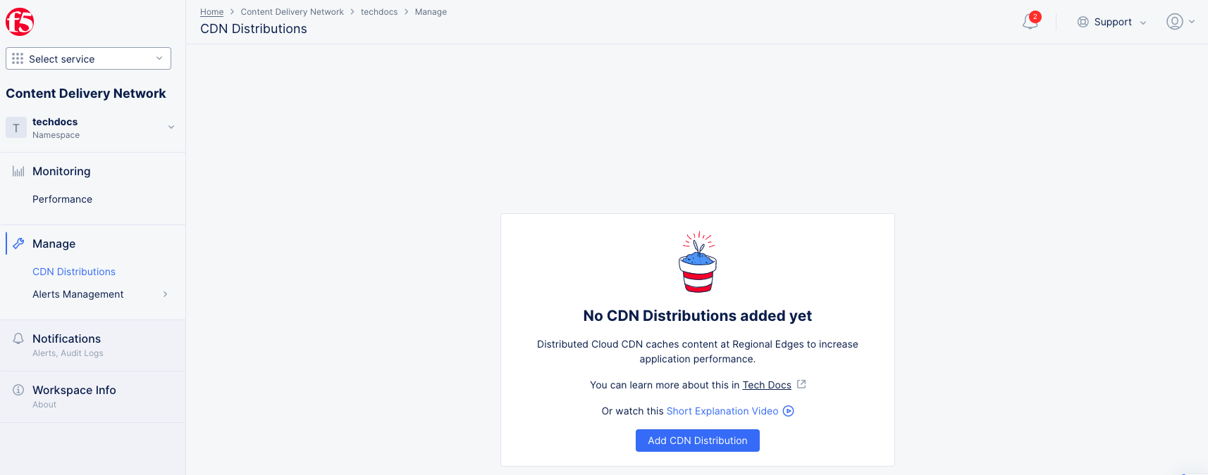 Figure: CDN Distributions Page